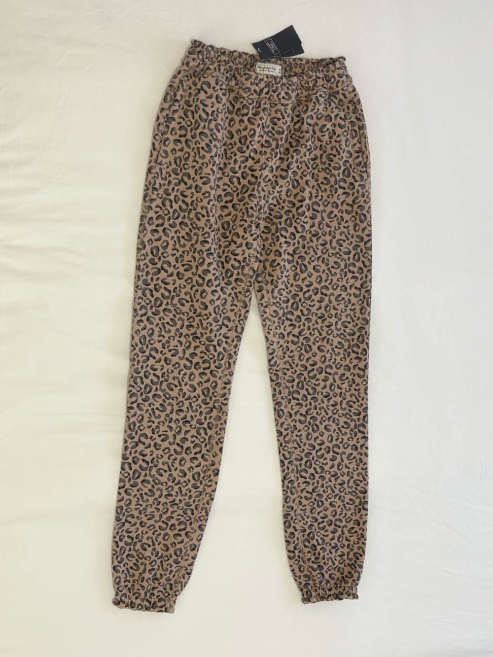 NWT Abercrombie & Fitch Women Leopard Print Soft Fleece Lined Sweatpants,Size XS